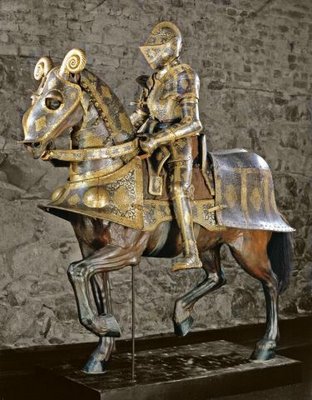 Knight's typical heavy armor and barding for the horse found typical of the 16th Century