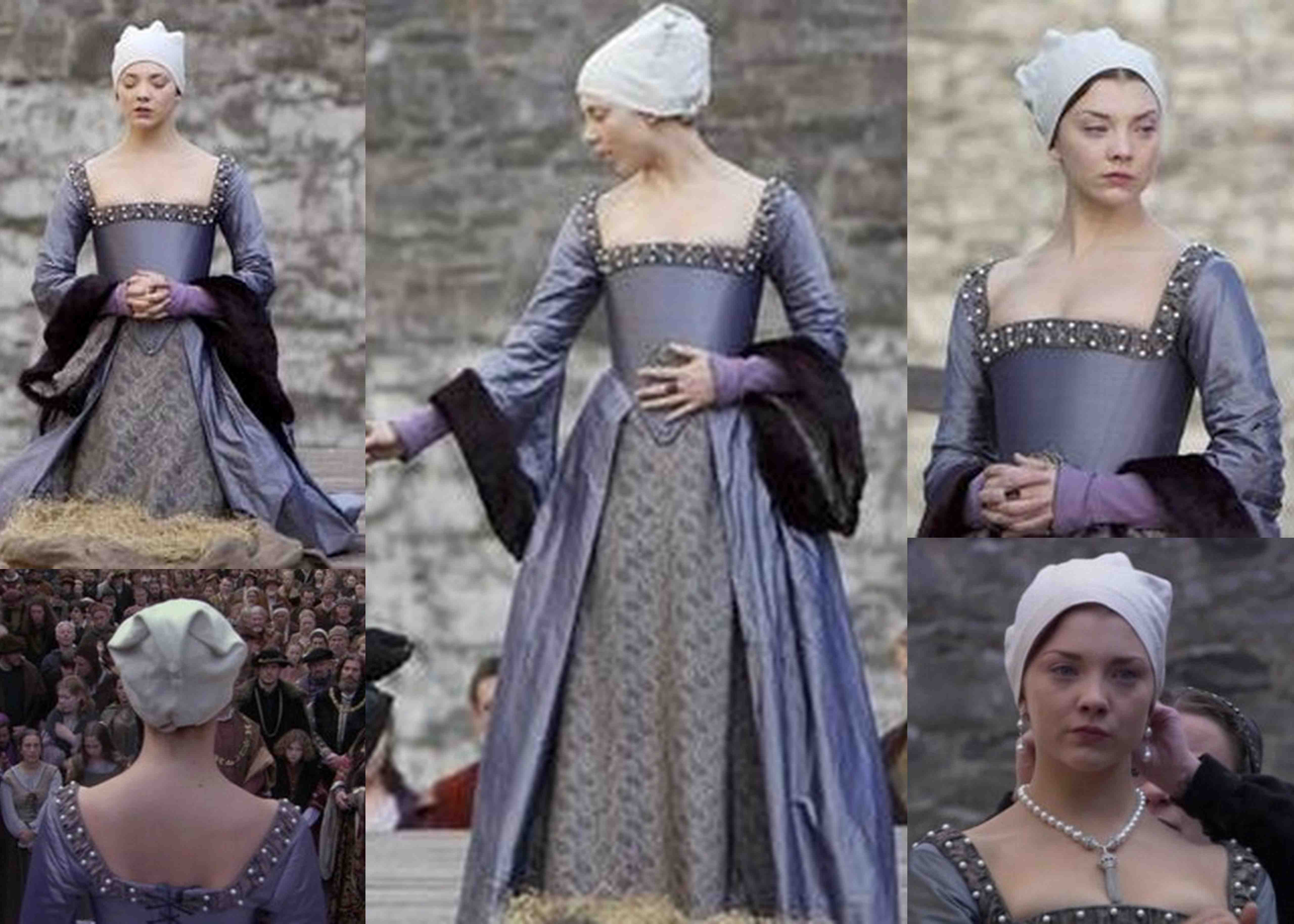 Collage of Anne Boleyn's grey execution dress