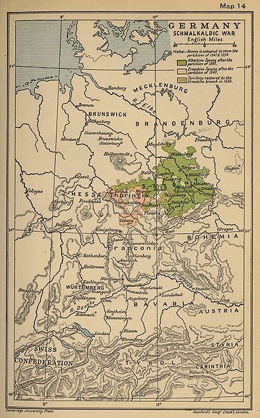 Map of Schmalkaldic War