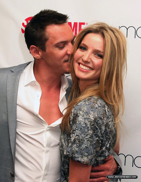 Annabelle Wallis with Jonathan Rhys Meyers at the Season 3 launch party