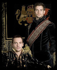 Charles Brandon (as played by Henry Caville) and King Henry VIII (as played by Johnathan Rhys Meyers) in Showtime's The Tudors