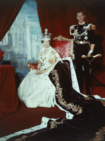 HM Queen Elizabeth II and Duke Philip Corontaion Photo - 1953