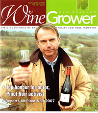 Sam Neill on the cover of Wine Grower