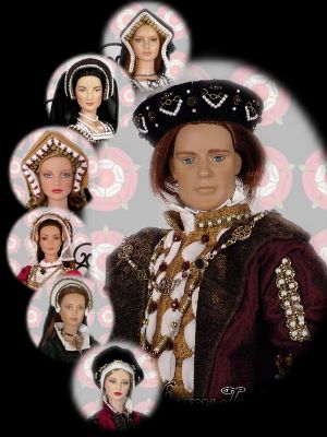 Tudor Reproduction Dolls -- Henry VIII and six wives