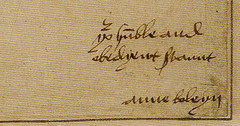 Anne Boleyn`s signature on a letter to Wolsey