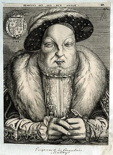 Henry VIII by Cornelis Metsys (Massys) line engraving, 1548