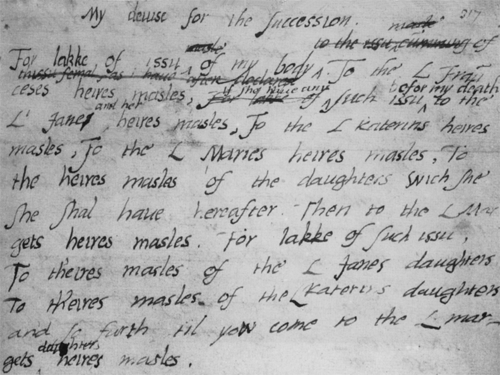 Document Naming Lady Jane Grey as Edward's Successor