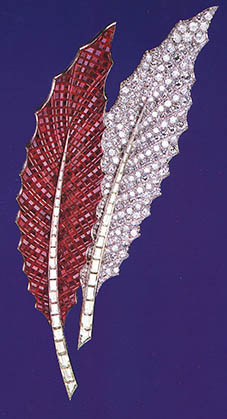 Duchess of Windsor Ruby and Diamond Feather Pin