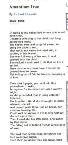 Amantium Irae Part I,Poem by Richard Edwardes