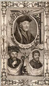 Miniatures of Erasmus, More and Holbein in this interesting edition of L´eloge....