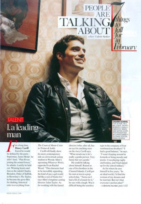Henry Cavill Vogue us edition feb 2009