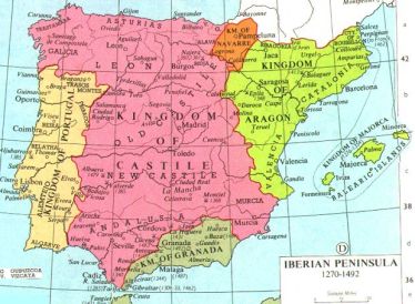 Map of Spain in 1492