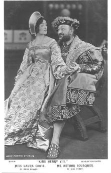 Laura Cowie in the role of Anne Boleyn in the 1911 British silent movie which was based on William Shakespeare's play "Henry VIII".