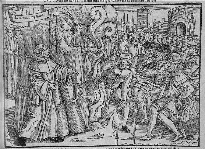 woodcut of Cranmer's execution from Foxe's Book of Martyrs