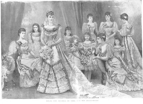 Princess Mary of Teck (later Queen Mary) with bridesmaids