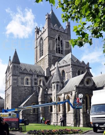 Christchurch Cathedral during filming