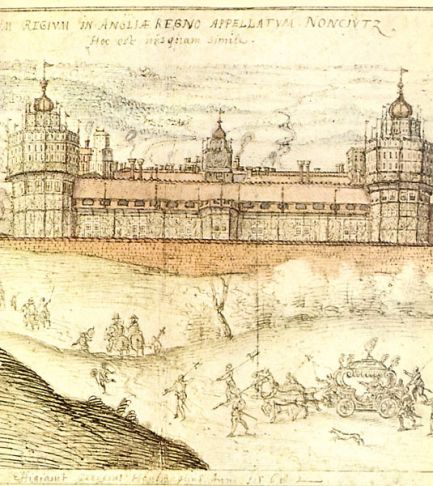 Nonsuch Palace drawn by Hoefnagel