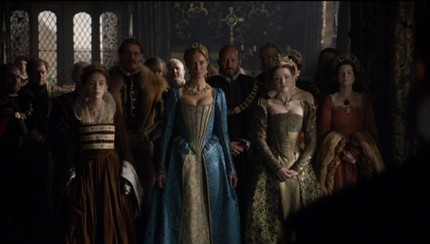 Catherine Parr as played by Joely Richardson with Mary and Elizabeth Tudor